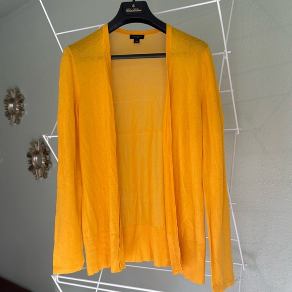 Mustard color Ann Taylor Loft open front cotton cardigan - size S (A) - Picture 1 of 5